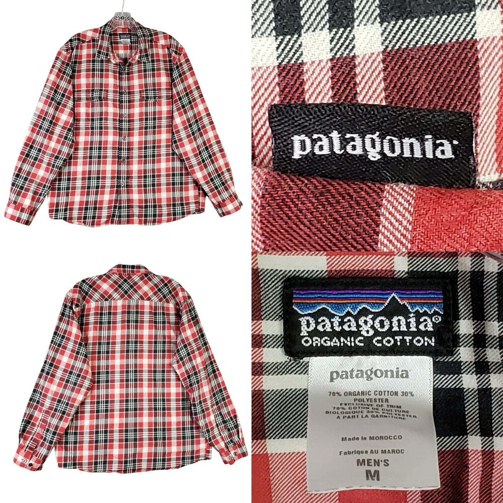 Patagonia Shirt Button Down Men’s Size Medium M Red Plaid Long Sleeve
